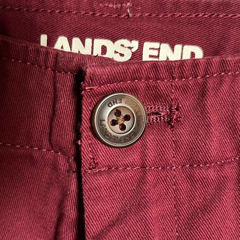 New - never worn Lands'end Boys Cotton Chino Pants Adjustable Waistband Burgundy
